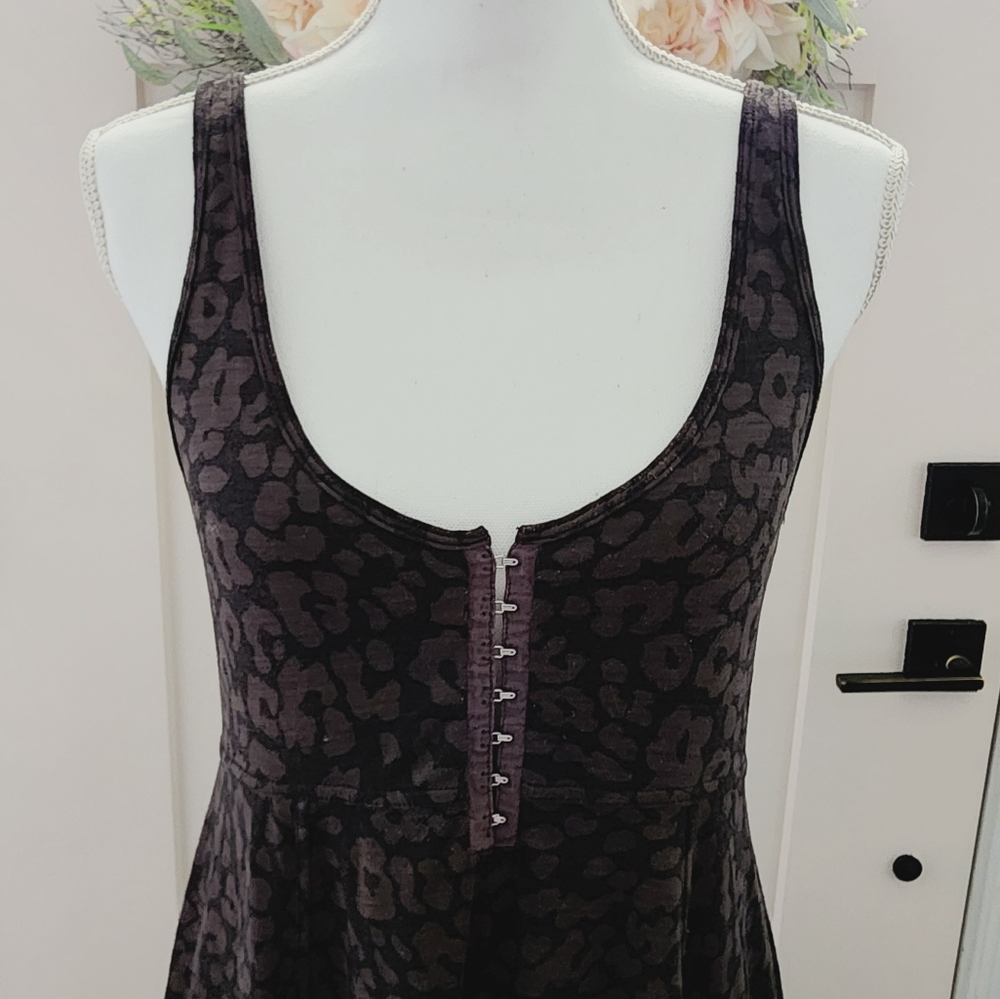FREE PEOPLE Gray Burnout Leopard Print Tank Midi Dress - Picture 2 of 7